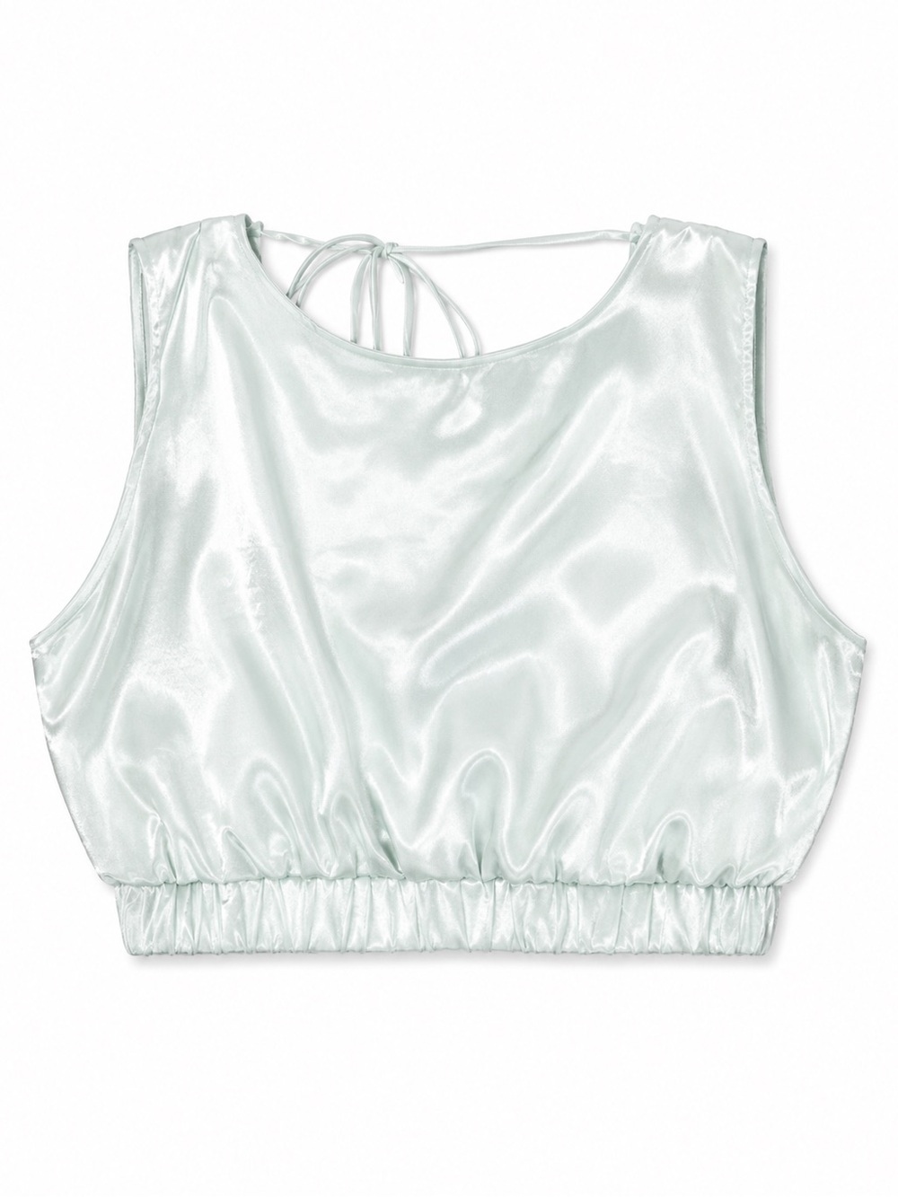 Double Zero Pale Mint Satin Cropped Tank Top